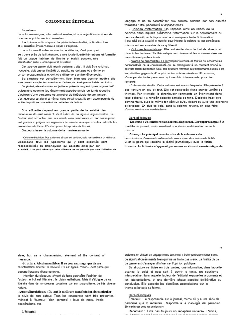 Types de colonnes journalistiques | PDF | Informations | Journaux
