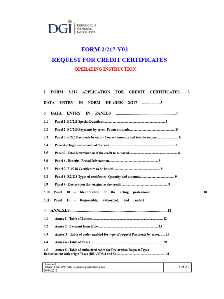 Delta+5+-Form 2217 V02 - Operating Instructions | PDF | Taxes