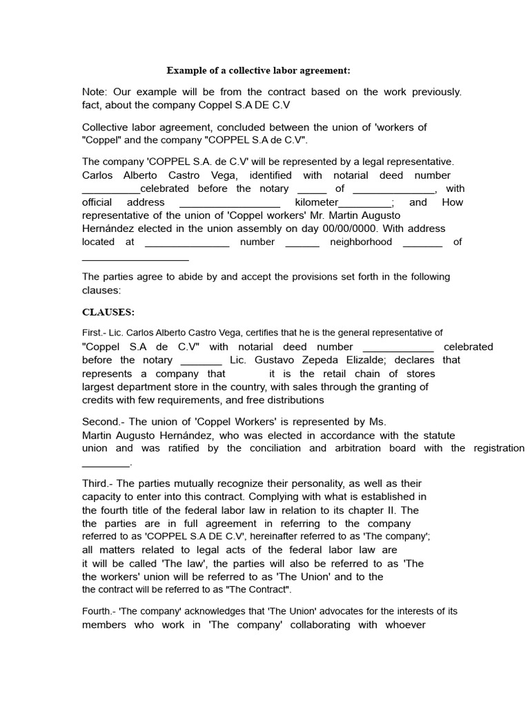 Example of Collective Labor Contract | PDF | Employment | Salary