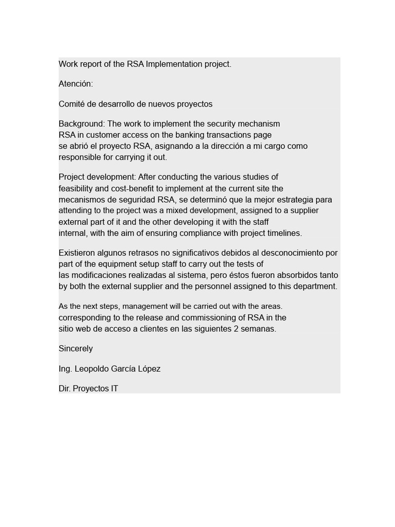 Example of a report PDF