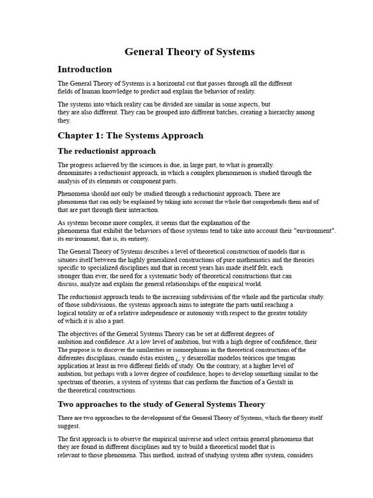 General Systems Theory Explained | PDF | System | Entropy