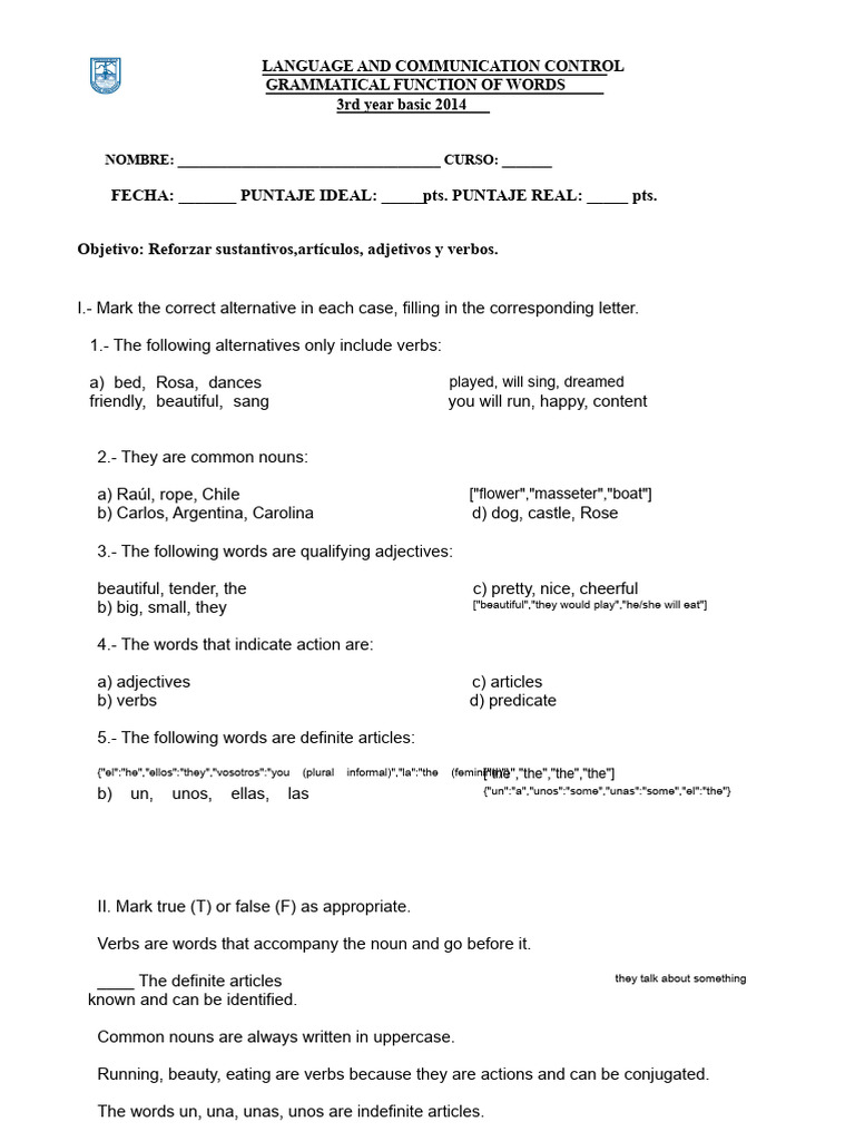 Language and Grammar Exercises Guide | PDF | Adjective | Word