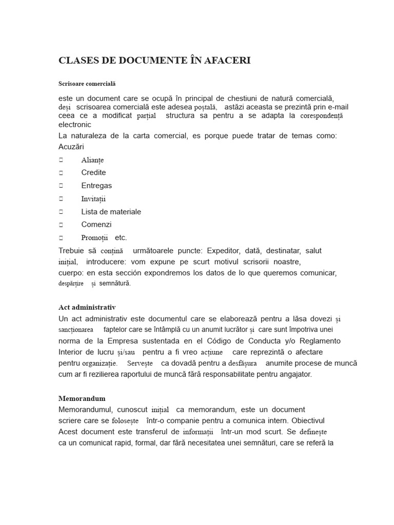 Tipuri de Documente În Afaceri | PDF