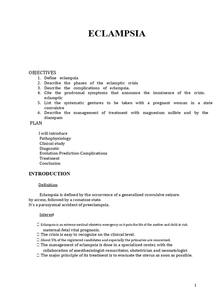 Eclampsia | PDF | Childbirth | Medical Specialties