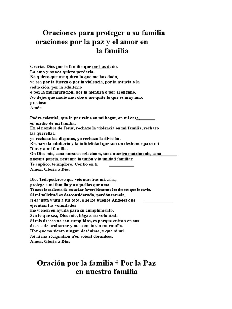 Oraciones para Proteger A La Familia | PDF | Amor | Oración