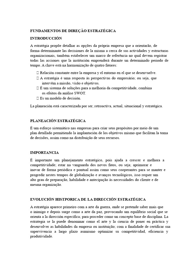 Fundamentos da Direção Estratégica | PDF | Planejamento estratégico ...