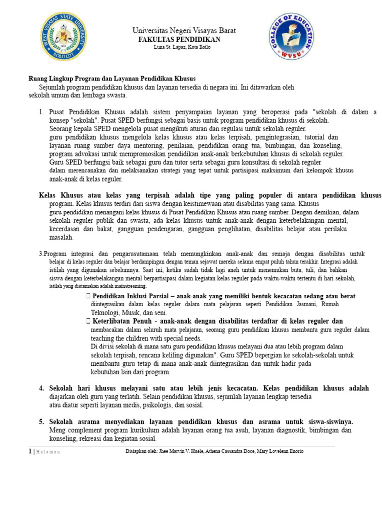 Rentang Program Pendidikan Khusus Dan S | PDF