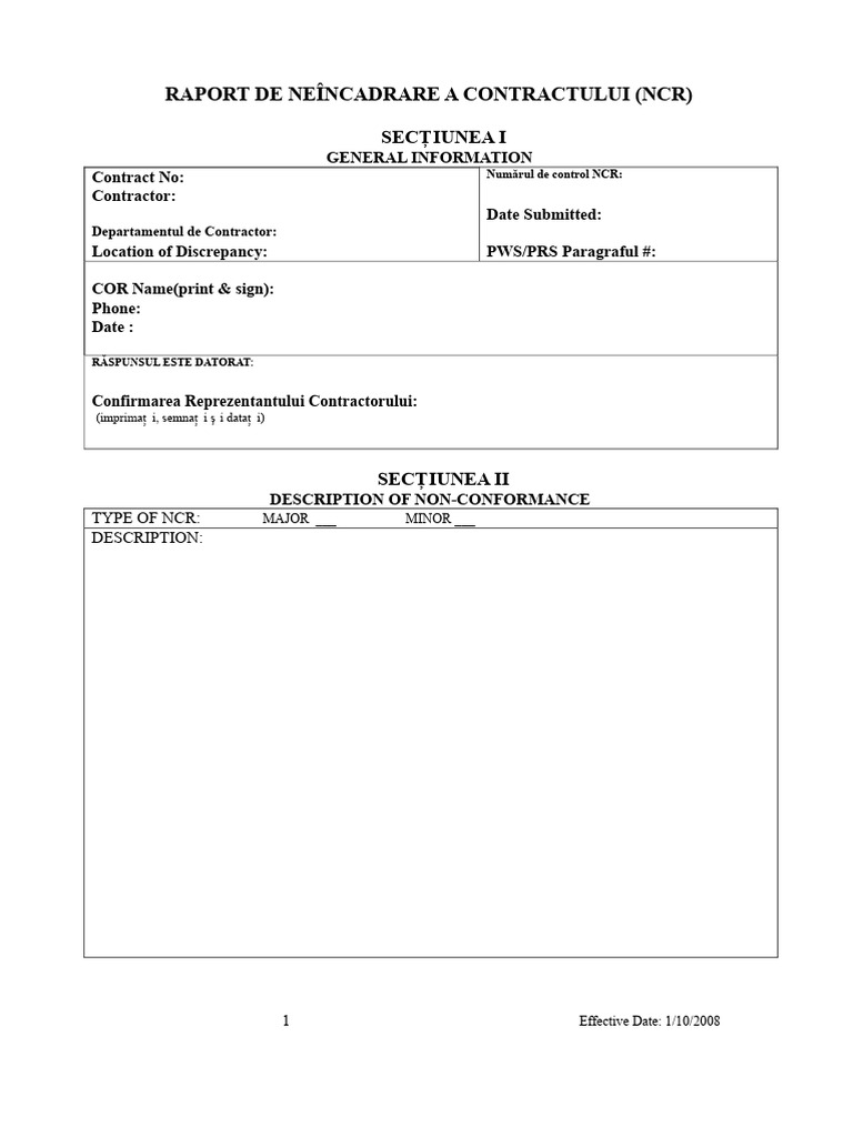 NCR Form Template | PDF