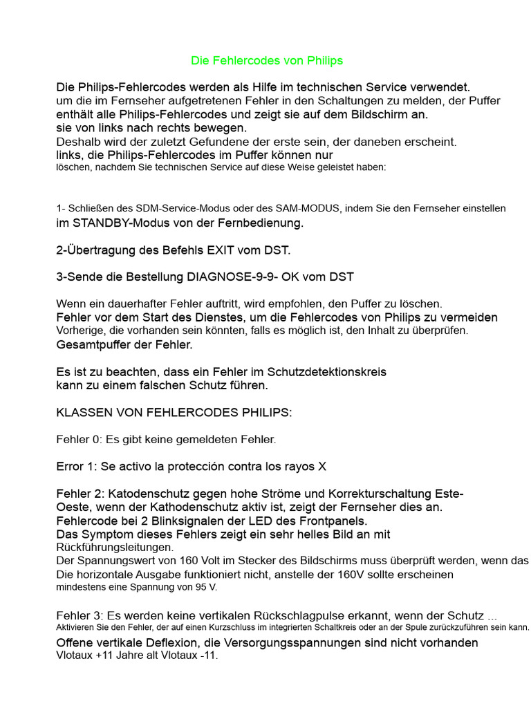 Fehlercodes Philips | PDF