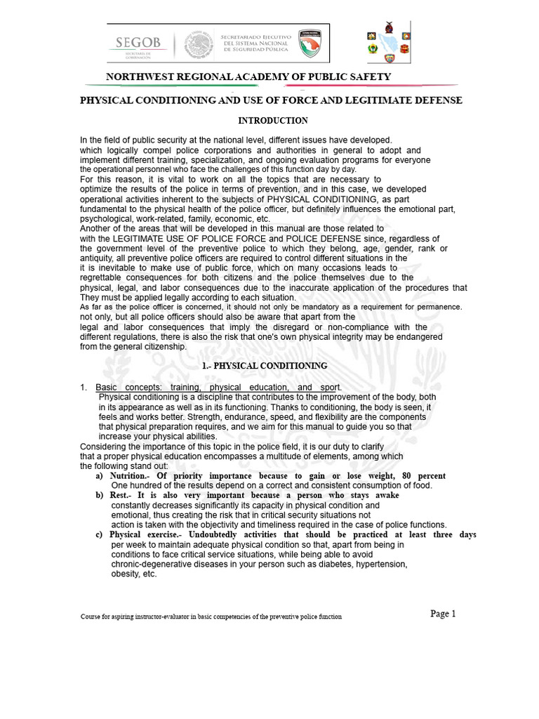 Police Physical Conditioning & Force Training | PDF | Gun | Flexibility ...