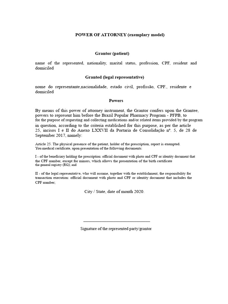 Exemplary Model of Private Power of Attorney PFPB | PDF