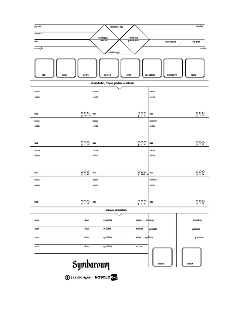 Folha de Personagem de Symbaroum | PDF | Videogames | Jogos de RPG