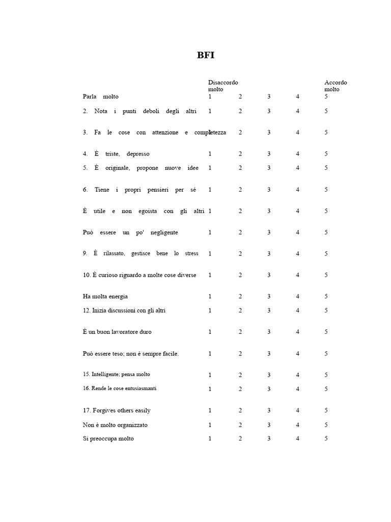 Scale Bfi | PDF
