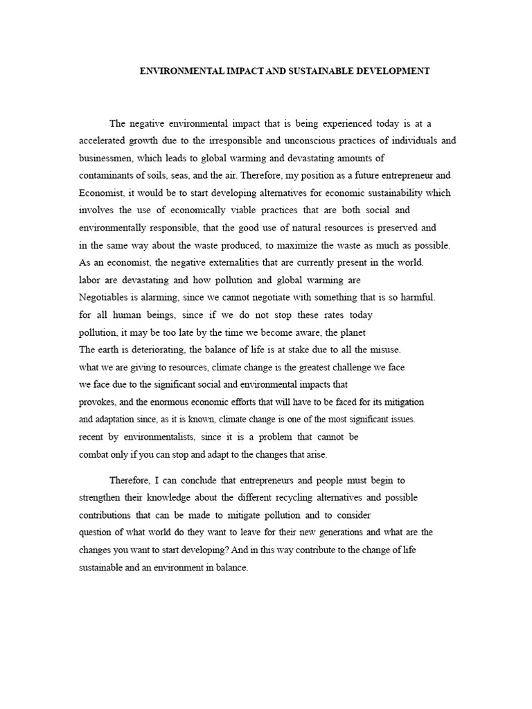 Sustainable Development and Environmental Impact | PDF