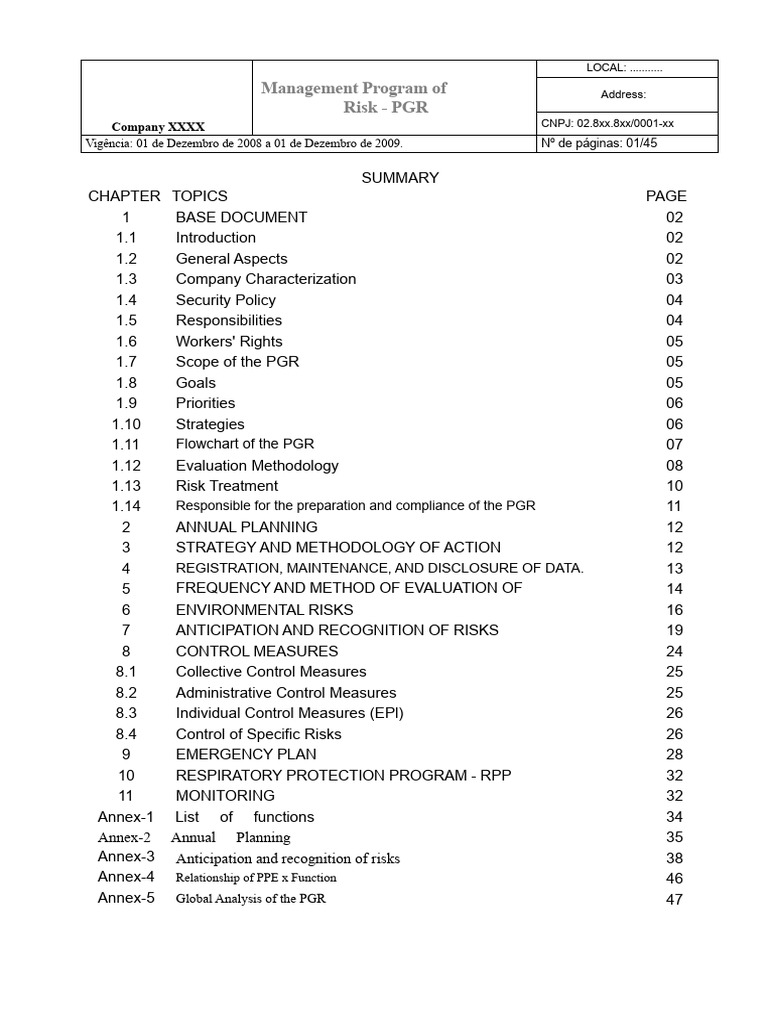 Risk Management Program Overview | PDF | Occupational Safety And Health ...