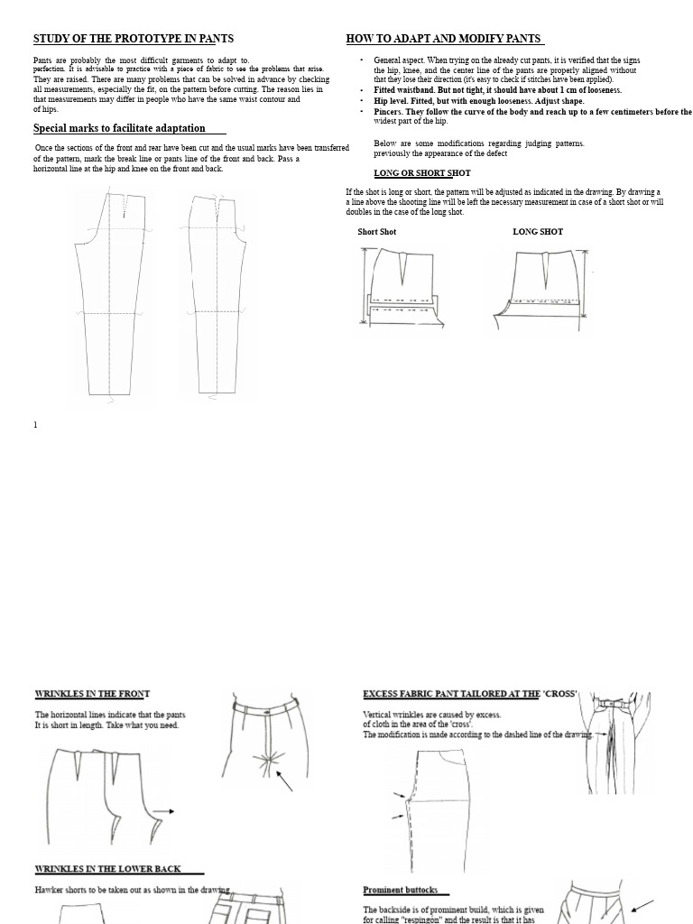 Study of the Prototype Pants | PDF | Seam (Sewing) | Trousers