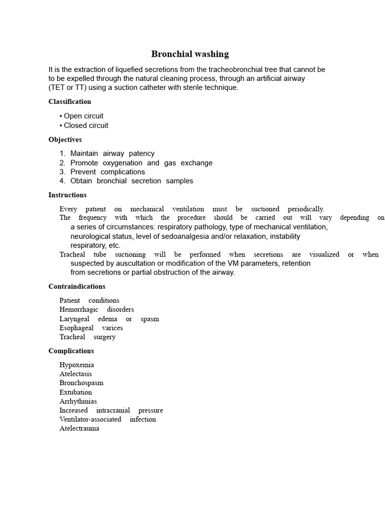 Bronchial washing | PDF | Clinical Medicine | Medical Specialties
