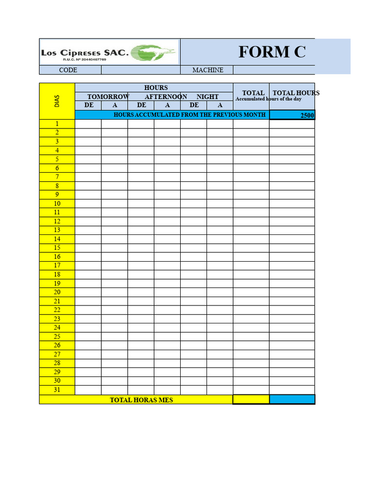 Machine Hours Control Report | PDF