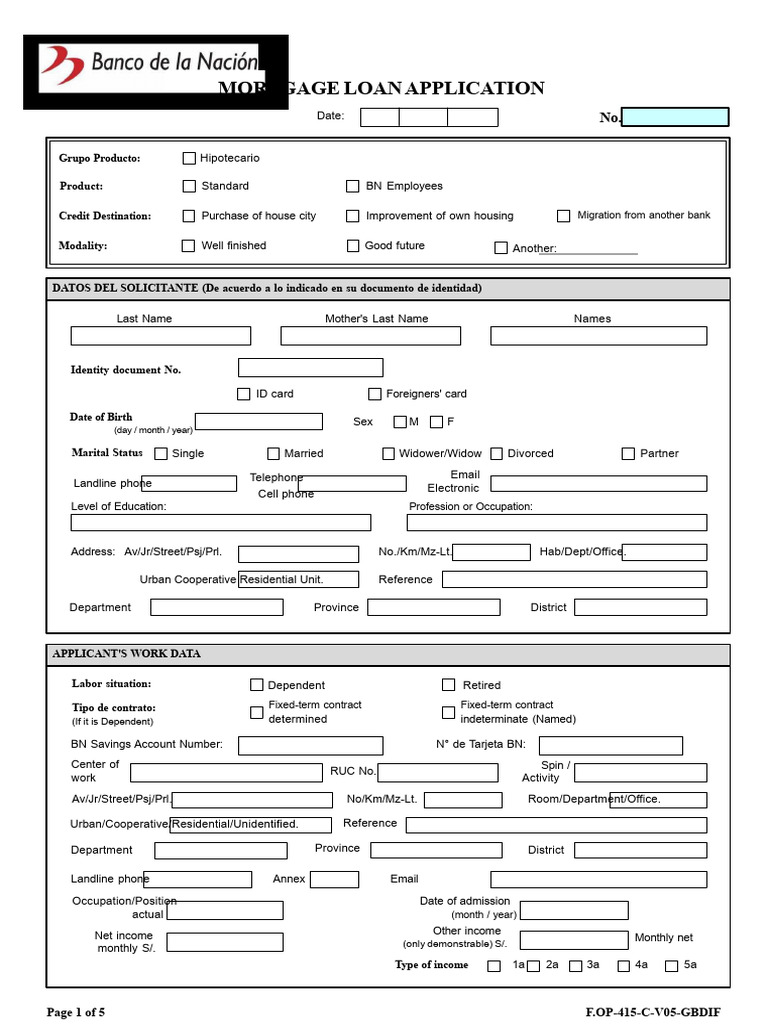 Mortgage Loan Application Form | PDF | Loans | Credit