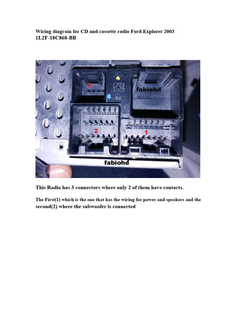 2003 Ford Explorer XLT Radio Diagram PDF