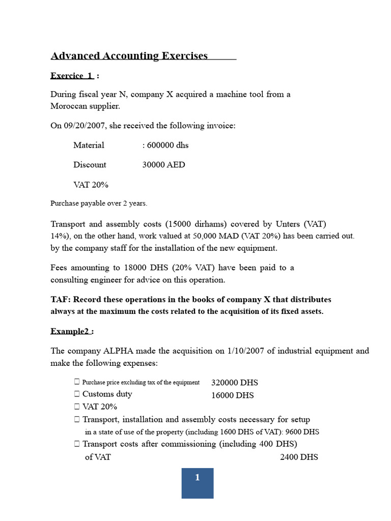 Advanced Accounting Exercises | PDF | Value Added Tax | Taxes