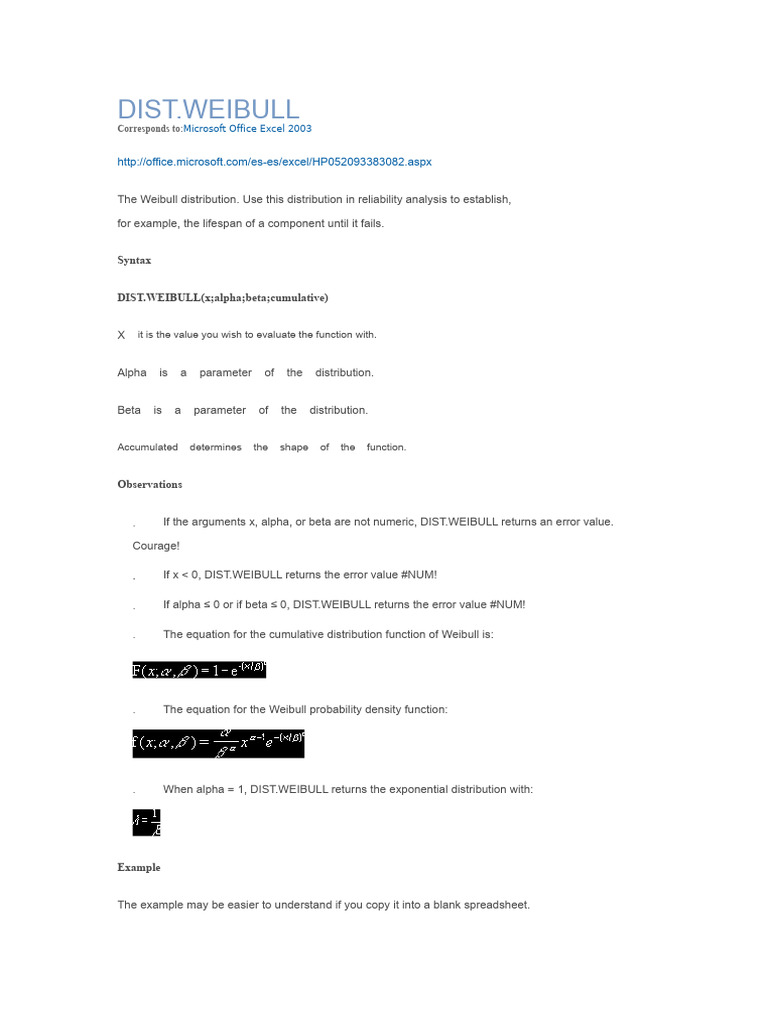 Weibull Distribution in Excel Explained | PDF | Probability ...
