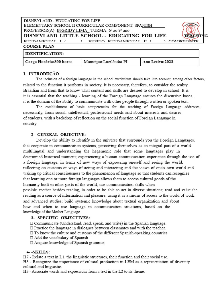 course plan (6 to 9) Spanish 2023 | PDF | Foreign Language | Curriculum