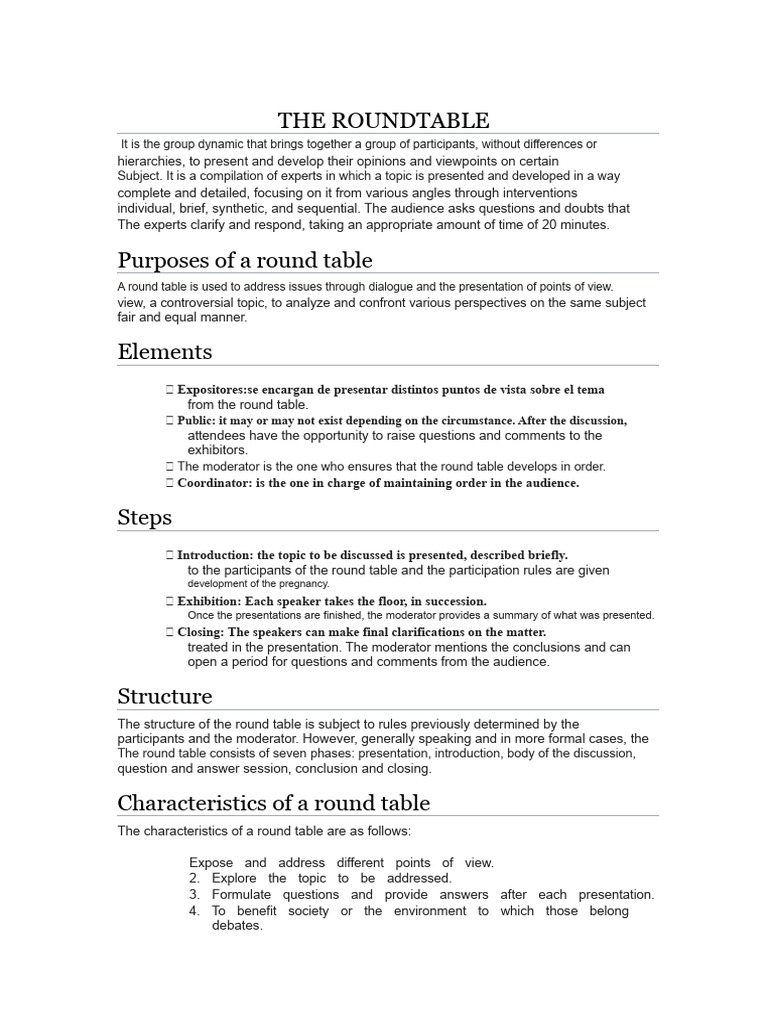 the round table | PDF | Human Communication