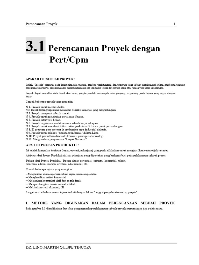 Perencanaan Proyek: Metode PERT/CPM | PDF