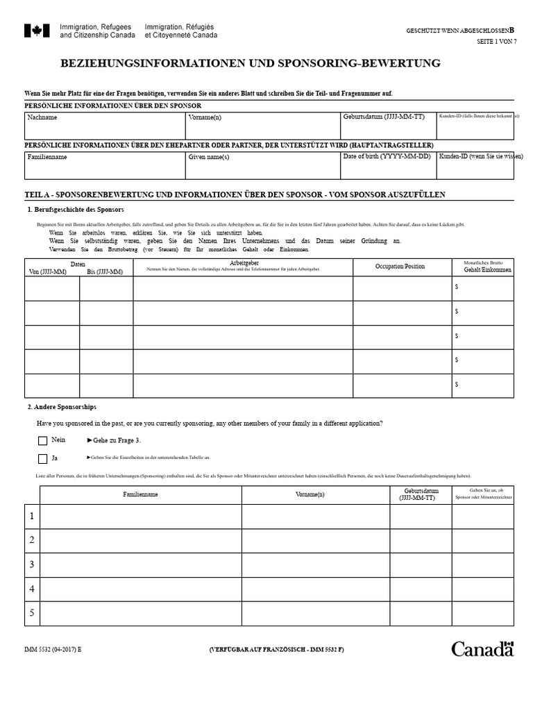 IMM 5532 E - Beziehungsinformationen Und Sponsorenevaluation | PDF