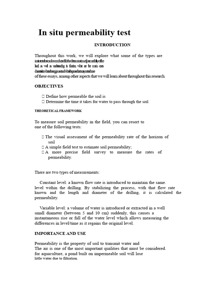 In Situ Soil Permeability Testing Guide | PDF | Soil | Chemical Engineering