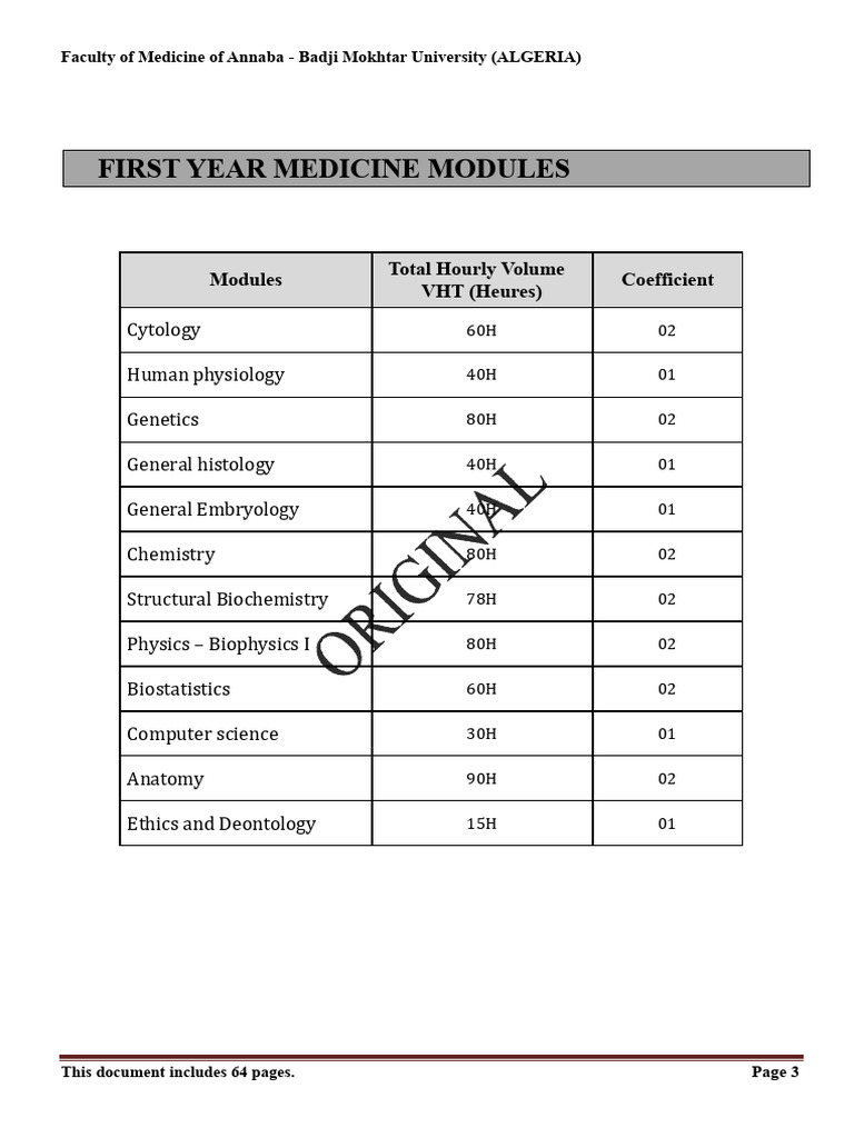 1st Year Medicine Program Annaba | PDF | Mitochondrion | Chemical Reactions