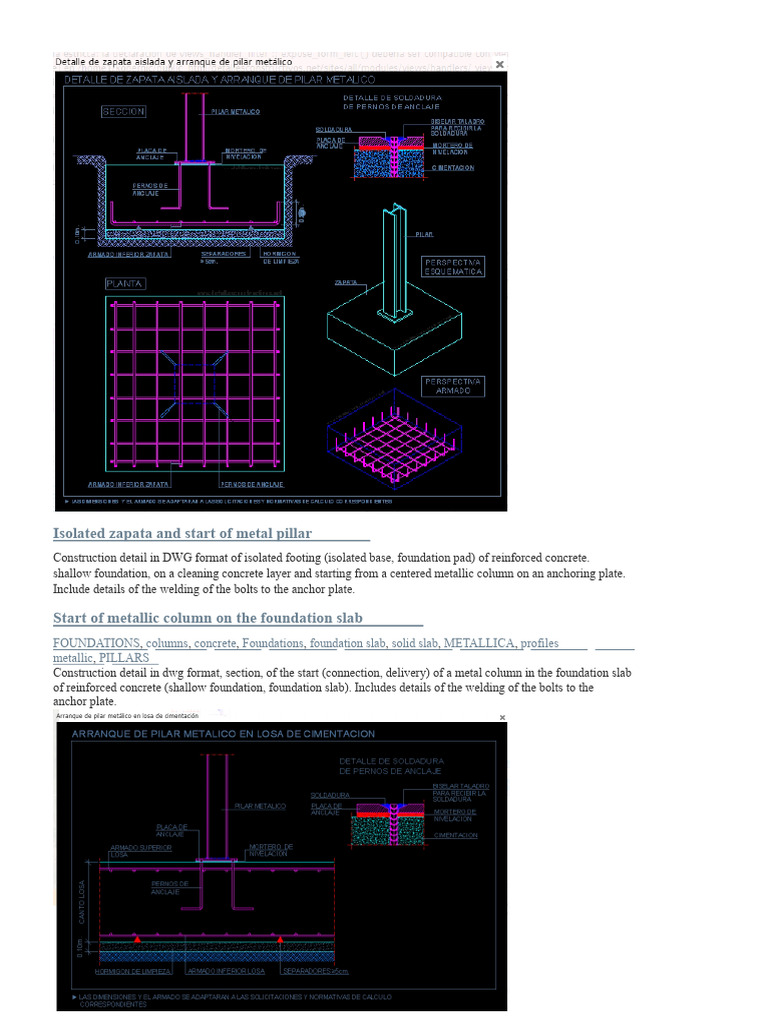 Isolated Zapata and Start of Metal Column | PDF | Beam (Structure) | Column