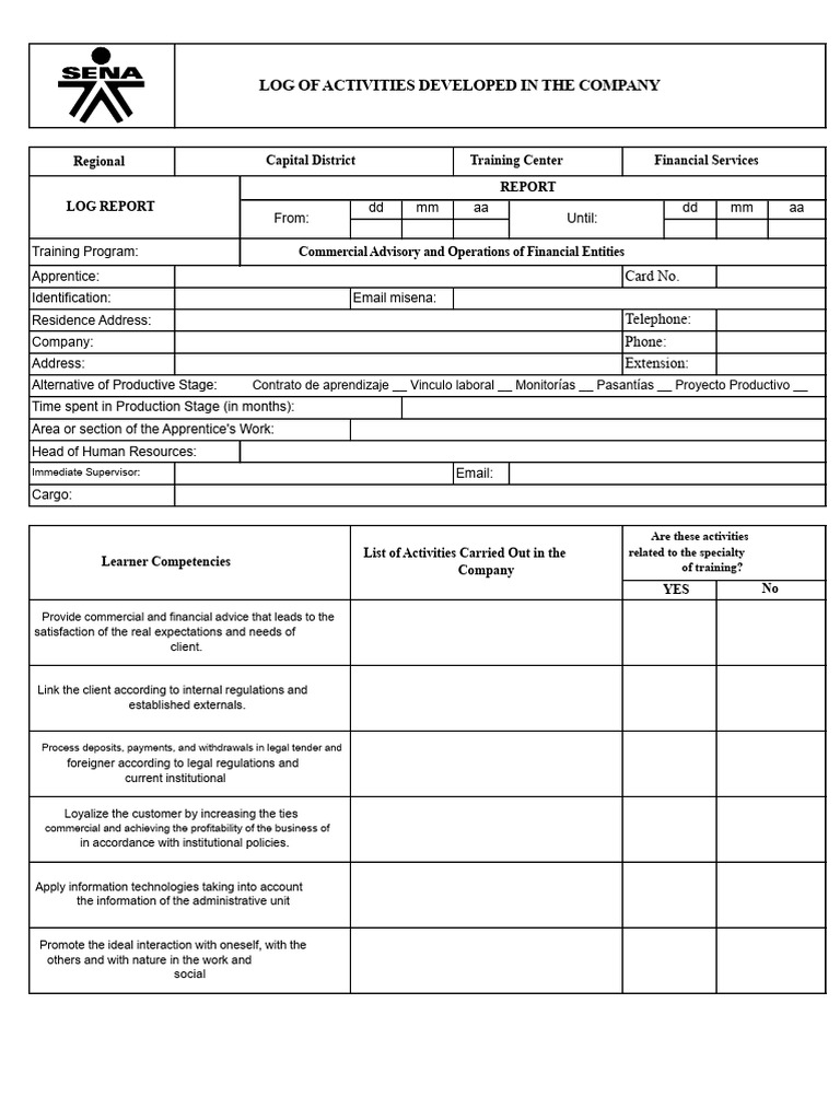 Company Training Program Activity Log | PDF | Business