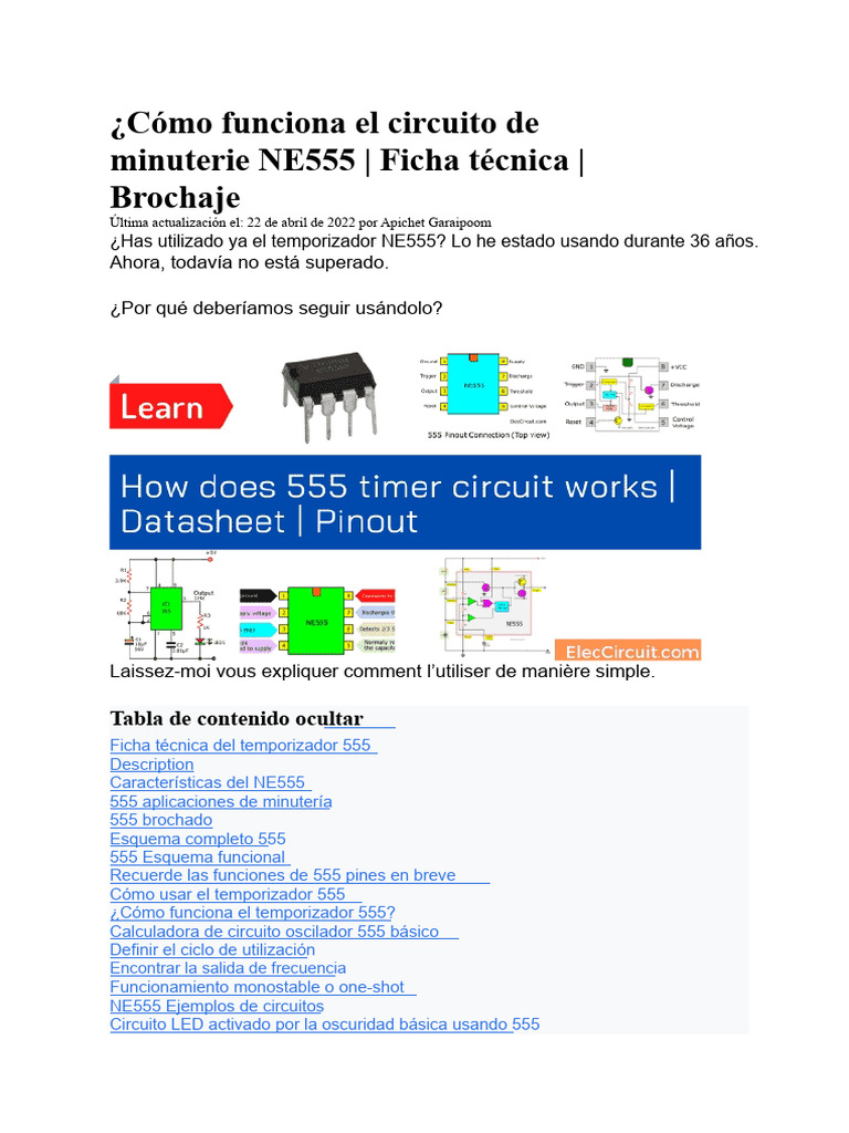 Funcionamiento del temporizador NE555 | PDF | Hertz | Diodo emisor de luz