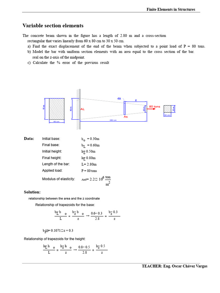 Finite Element Analysis of Variable Beams | PDF | Beam (Structure) | Area
