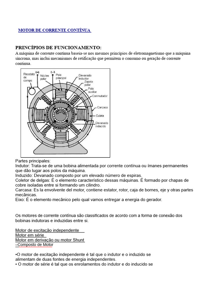 Funcionamento e Tipos de Motores CC | PDF | Motor elétrico | Motores
