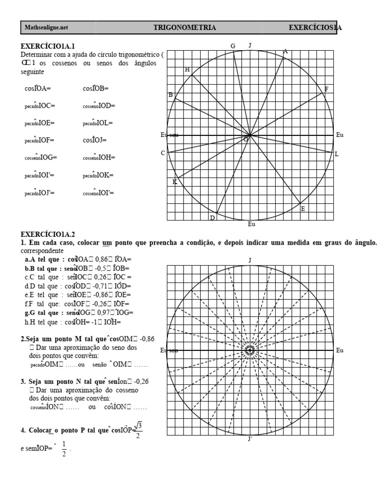 Exercícios de Trigonometria Básica | PDF | Trigonometria | Euclides