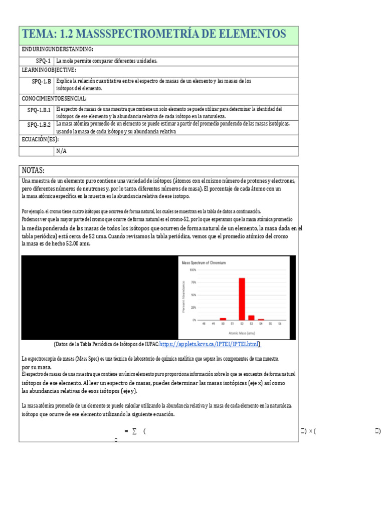 1.2 Espectroscopia de Masas de Elementos Estudiante.pdf | PDF | Isótopo ...