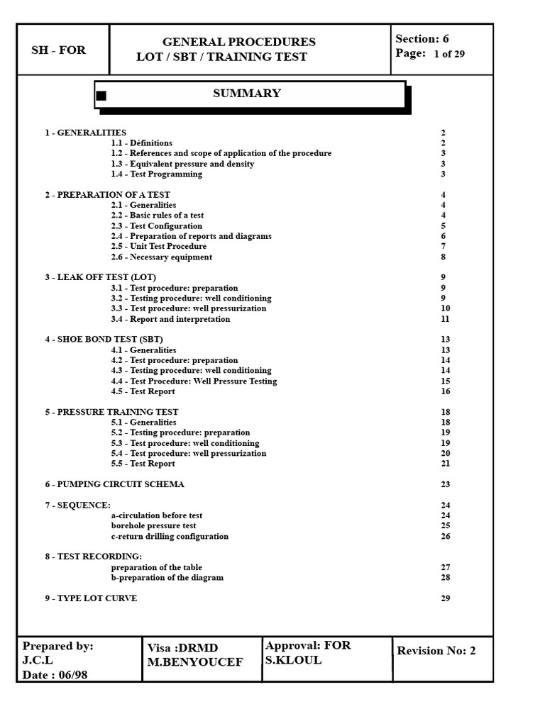 General Procedures for Pressure Testing | PDF | Pressure | Casing ...