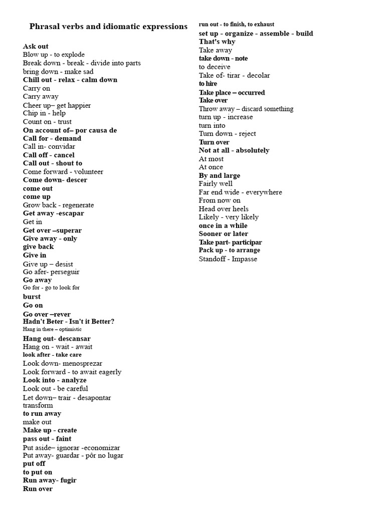 Expressions and Phrasal Verbs | PDF | Vocabulary | Language Families