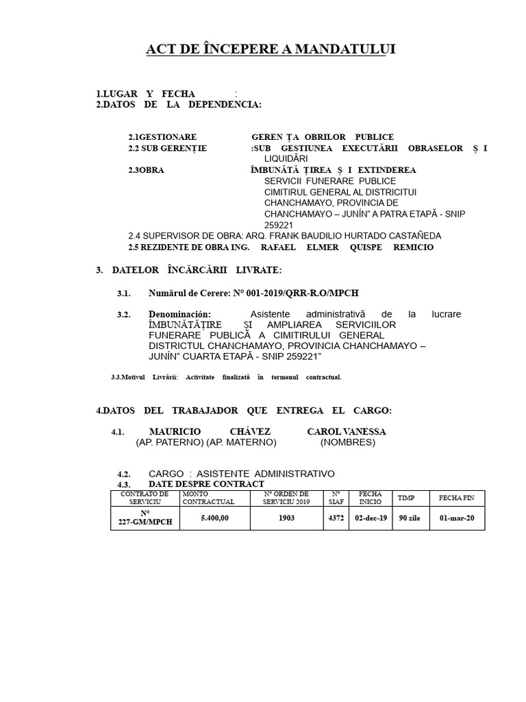 Act de Predare A Funcției Administrative | PDF