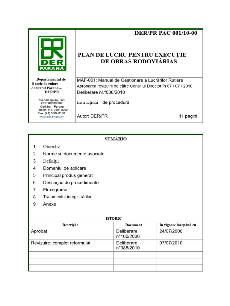 Plan - de - Lucru - Pentru - Executarea - de - Lucrări - Rutiere | PDF