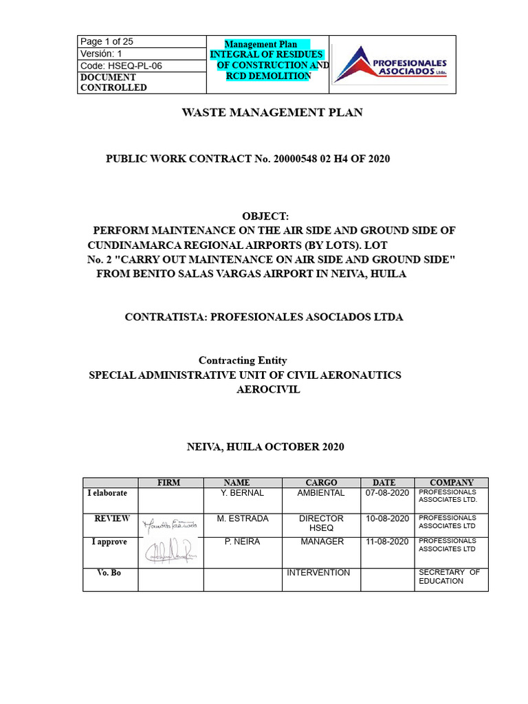 C&D Waste Management Plan for Airports | PDF | Waste | Waste Management