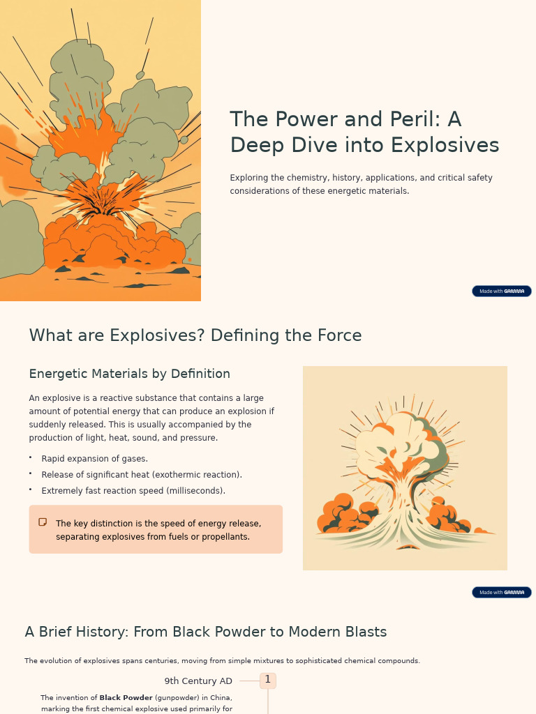 The Chemistry and Safety of Explosives | PDF | Explosion | Ballistics