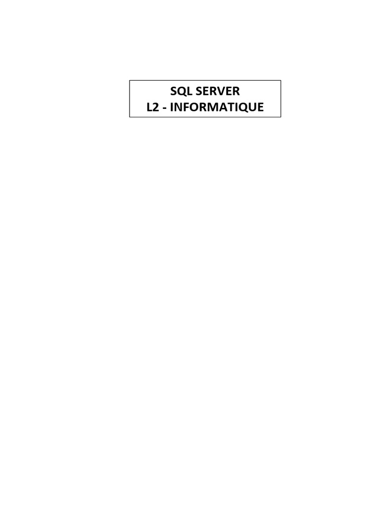 Introduction au SQL Server 2008 | PDF | SQL | Microsoft SQL Server