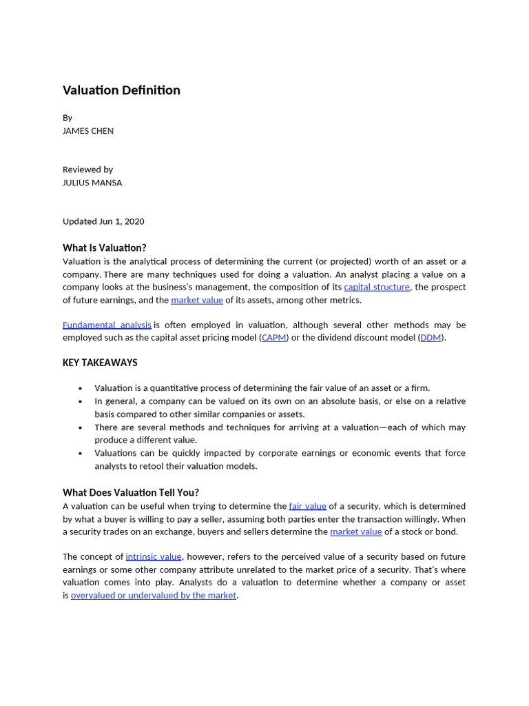 Understanding Valuation Methods Explained | PDF | Valuation (Finance ...