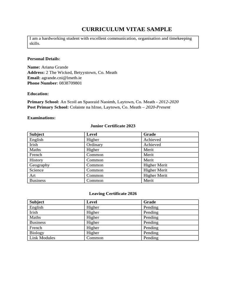CV Sample (1) (2) | PDF