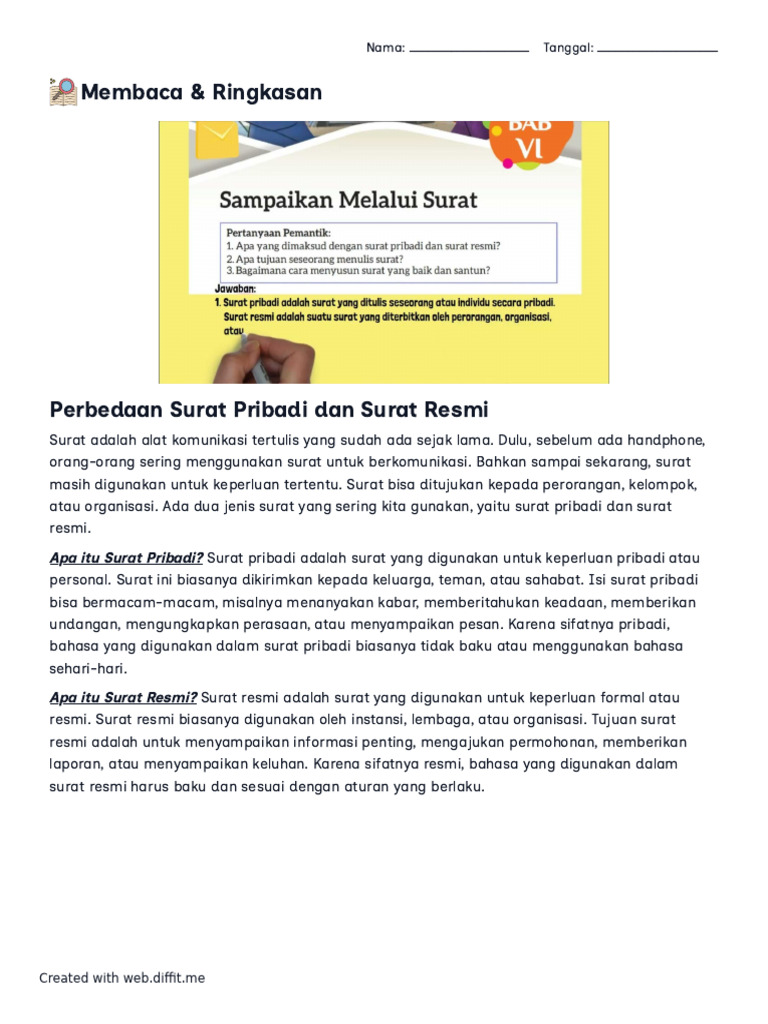 Perbedaan Surat Pribadi dan Resmi | PDF