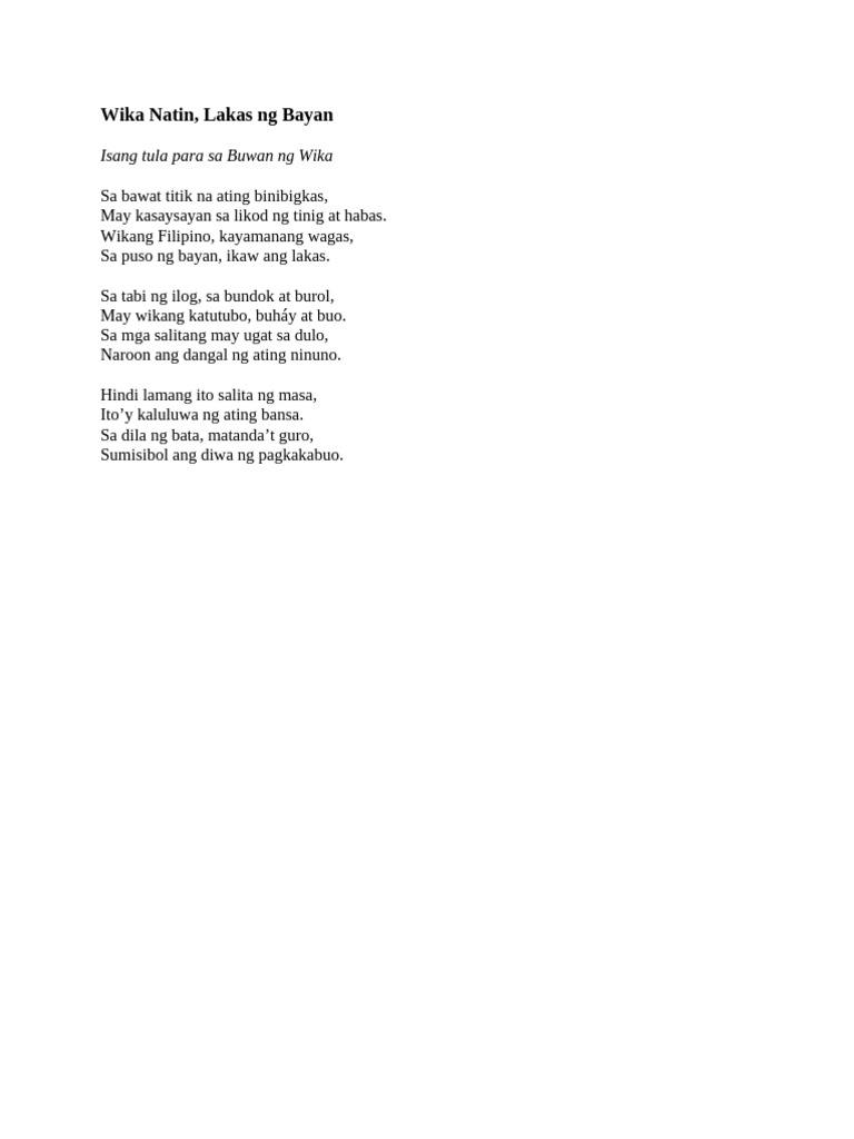 Buwan NG Wika Tula | PDF